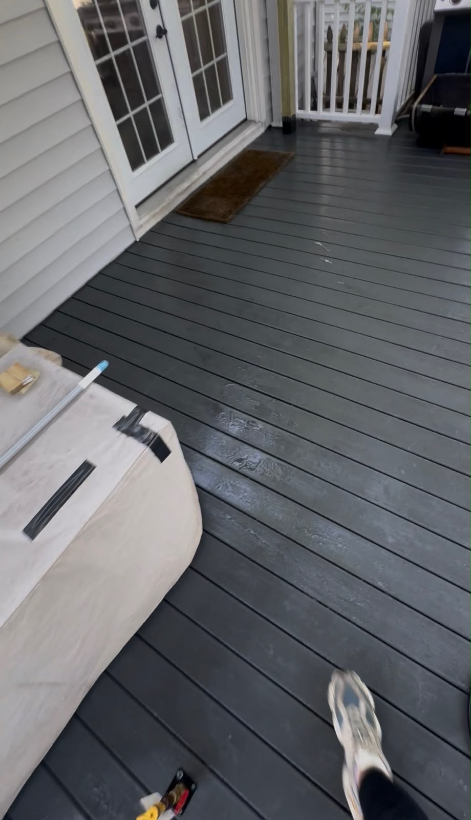 Freshly cleaned deck surface during service